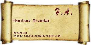 Hentes Aranka névjegykártya